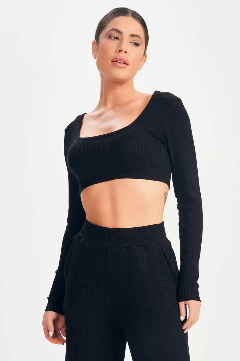 Lets Gym - Black Sweetie Crop Top - 2360PT