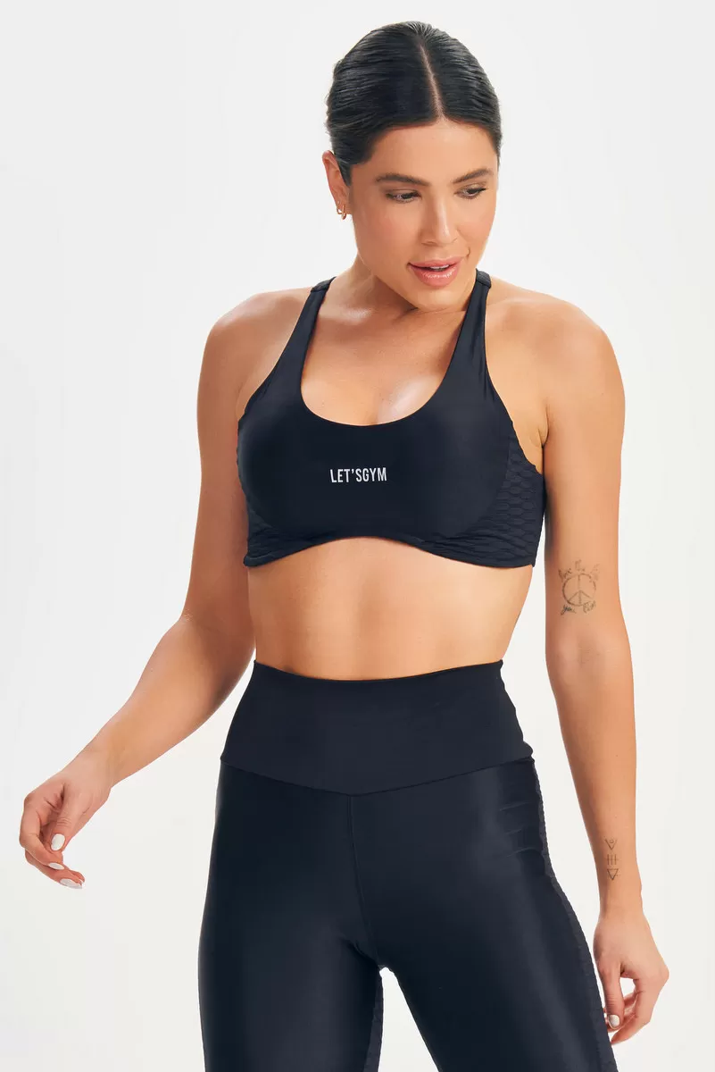 Lets Gym - Black Texture Top - 2637PT