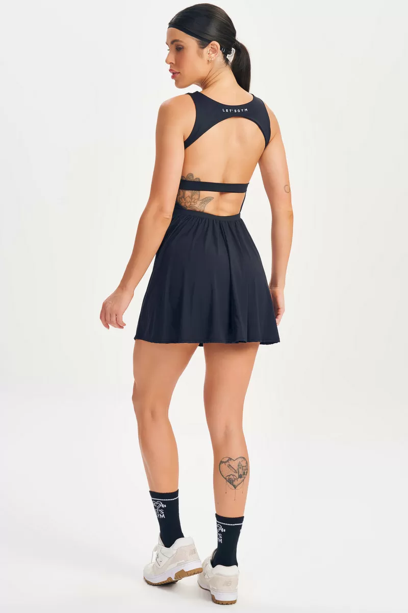 Lets Gym - Black Drop Shot Dress - 2687PT