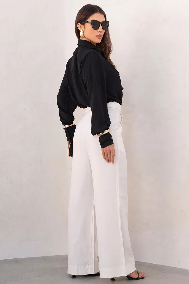 Miss Misses - Aghata Crepe Shirt With Frill With Long Sleeve Button Black - 54560001 Miss Misses - Aghata Crepe Shirt With Frill With Long Sleeve Button Black - 54560001