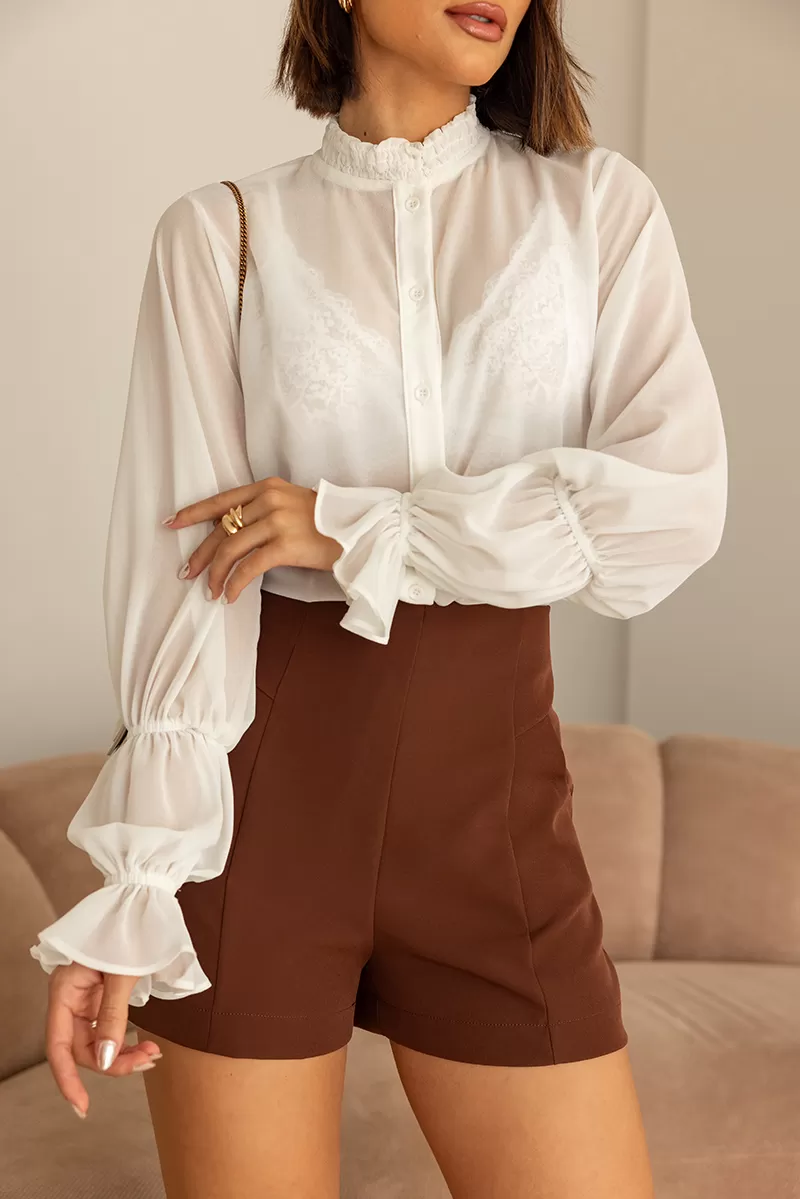 Dot Clothing - Dot Clothing Brown Tailored Shorts - 2745MARROM Dot Clothing - Dot Clothing Brown Tailored Shorts - 2745MARROM
