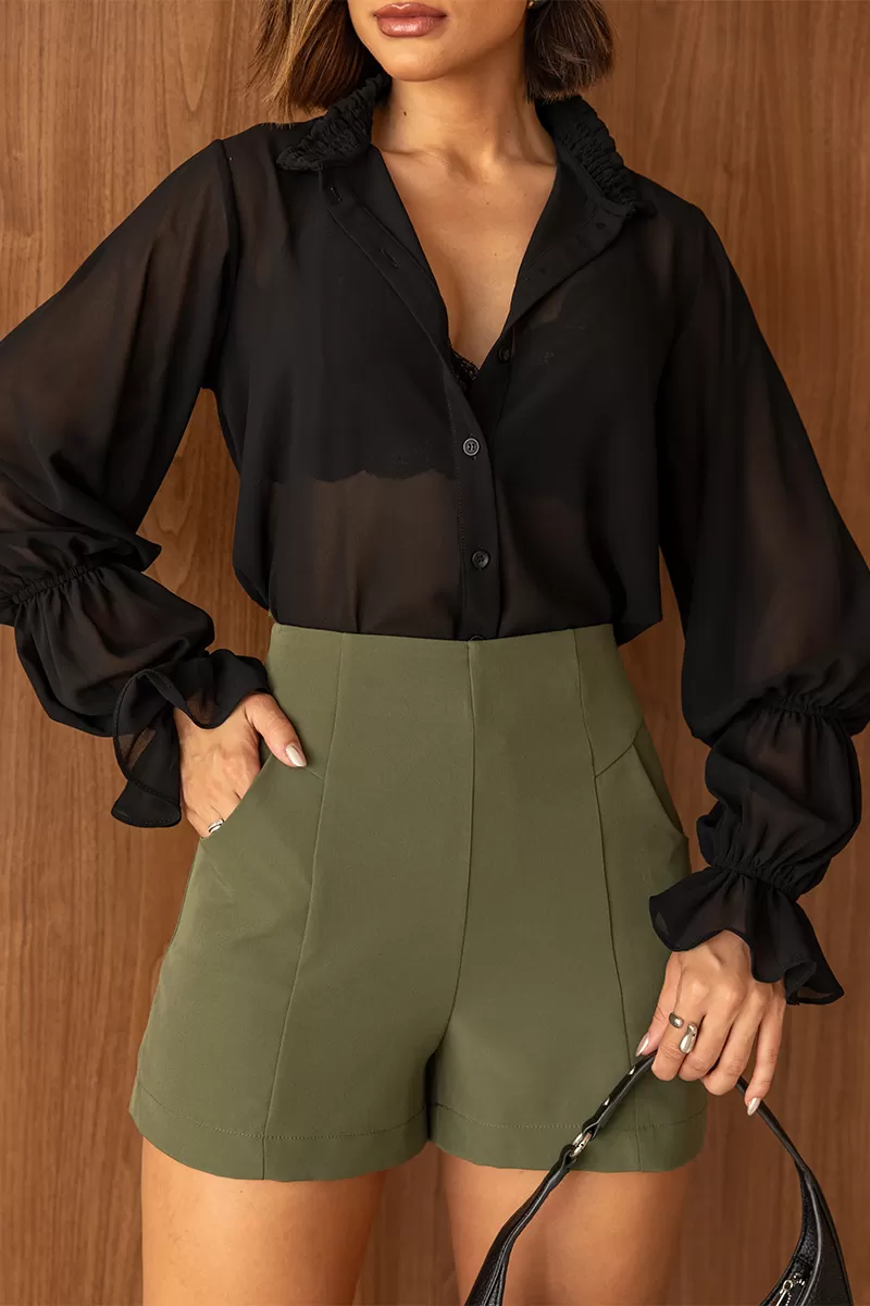 Dot Clothing - Dot Clothing Military Green Tailored Shorts - 2745VERDE Dot Clothing - Dot Clothing Military Green Tailored Shorts - 2745VERDE