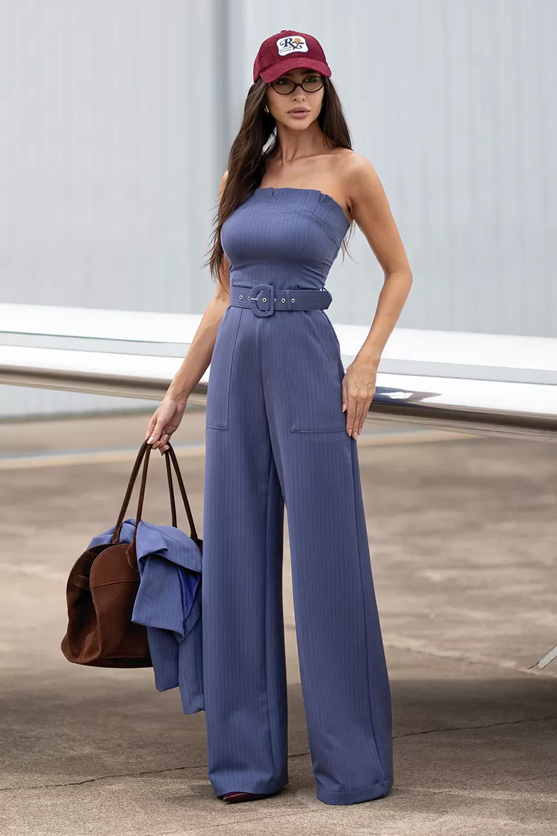 Dot Clothing - Jumpsuit Dot Clothing TQC Blue Pinstripe - 2723AZUL Dot Clothing - Jumpsuit Dot Clothing TQC Blue Pinstripe - 2723AZUL