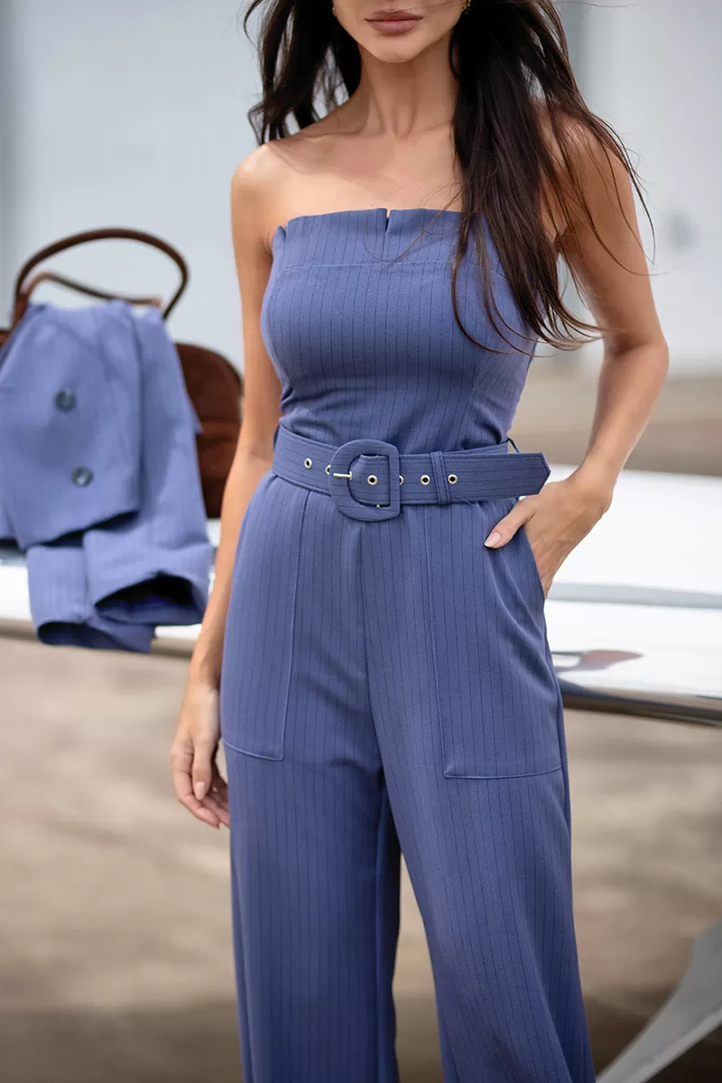 Dot Clothing - Jumpsuit Dot Clothing TQC Blue Pinstripe - 2723AZUL Dot Clothing - Jumpsuit Dot Clothing TQC Blue Pinstripe - 2723AZUL