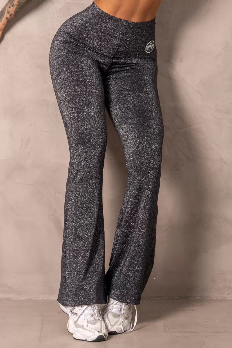 Hipkini - Flare Balance Pants Black with Shine - 33331135