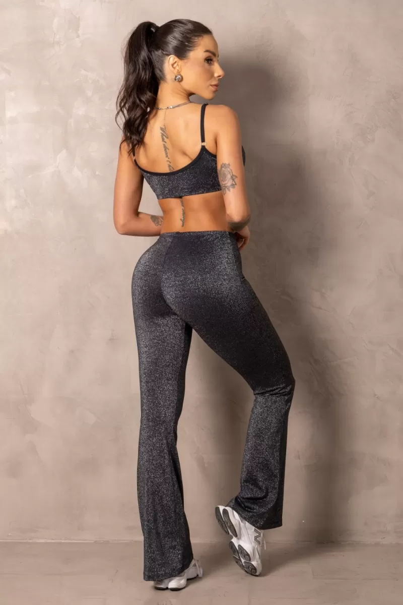 Hipkini - Flare Balance Pants Black with Shine - 33331135 Hipkini - Flare Balance Pants Black with Shine - 33331135