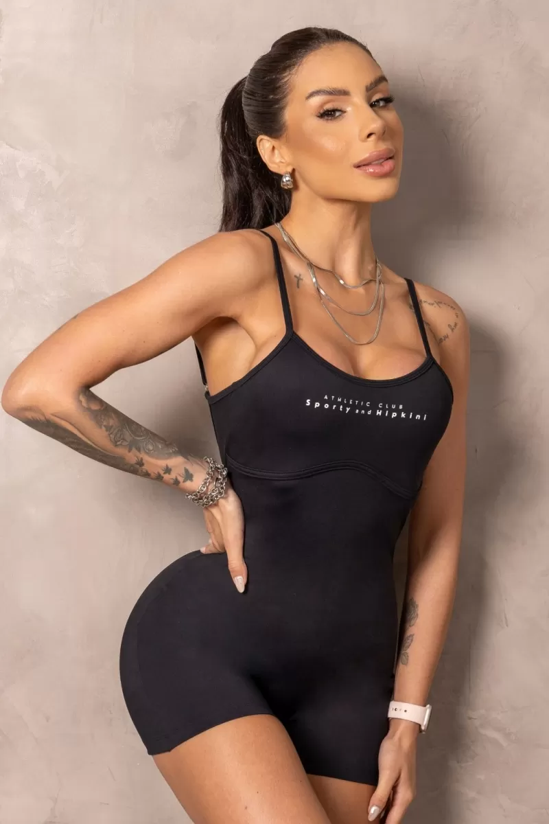 Hipkini - Fitness Balance Romper Black with Silk - 33331136 Hipkini - Fitness Balance Romper Black with Silk - 33331136