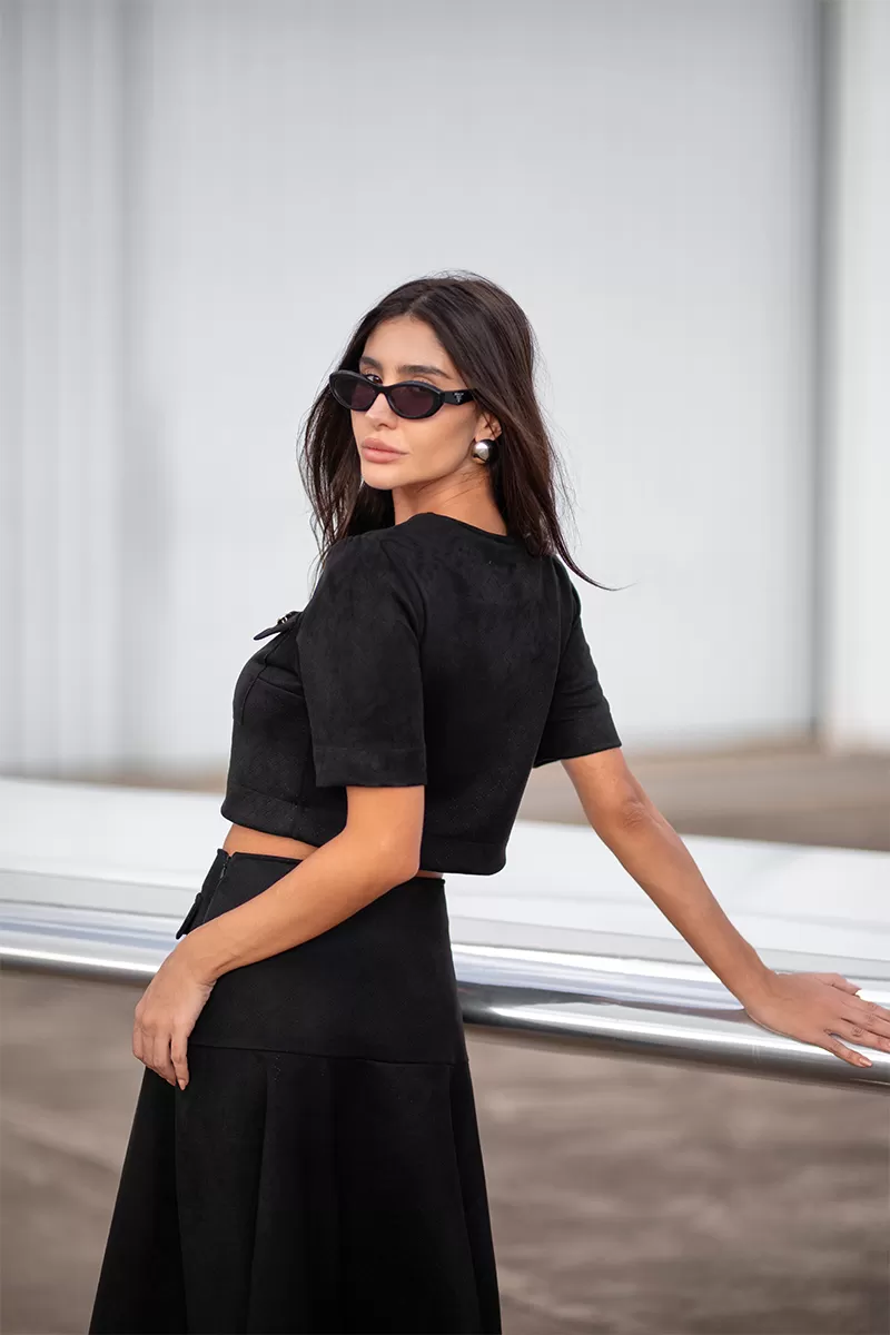 Dot Clothing - Set Dot Clothing Skirt Midi Suede Black - 2751PRETO Dot Clothing - Set Dot Clothing Skirt Midi Suede Black - 2751PRETO