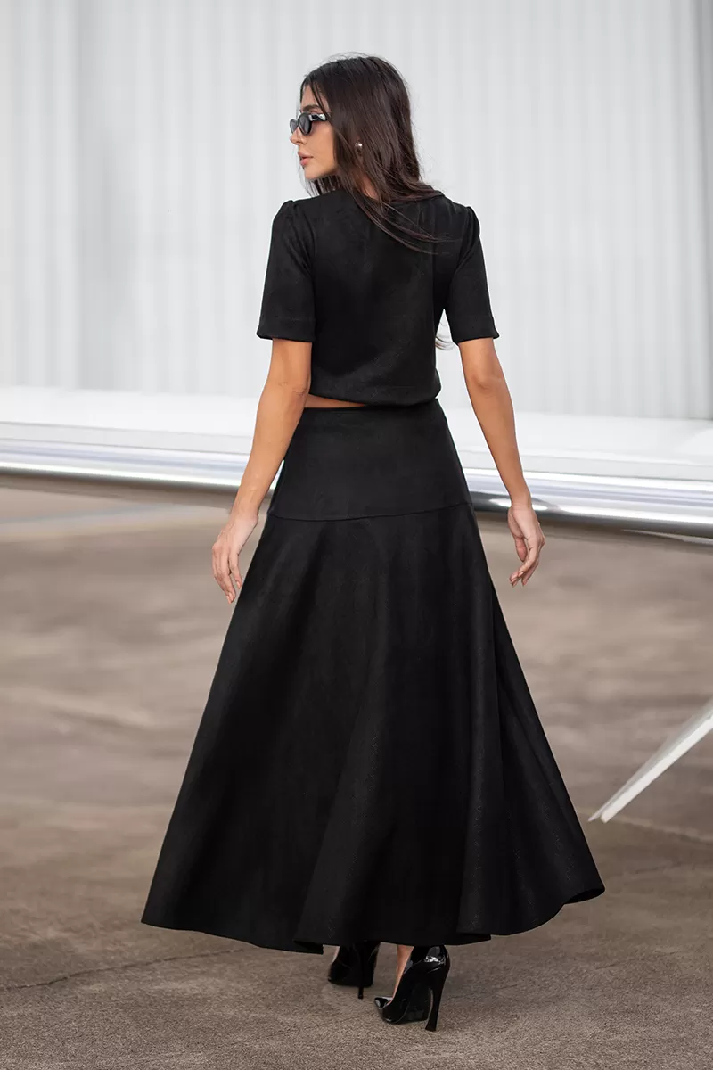 Dot Clothing - Set Dot Clothing Skirt Midi Suede Black - 2751PRETO Dot Clothing - Set Dot Clothing Skirt Midi Suede Black - 2751PRETO