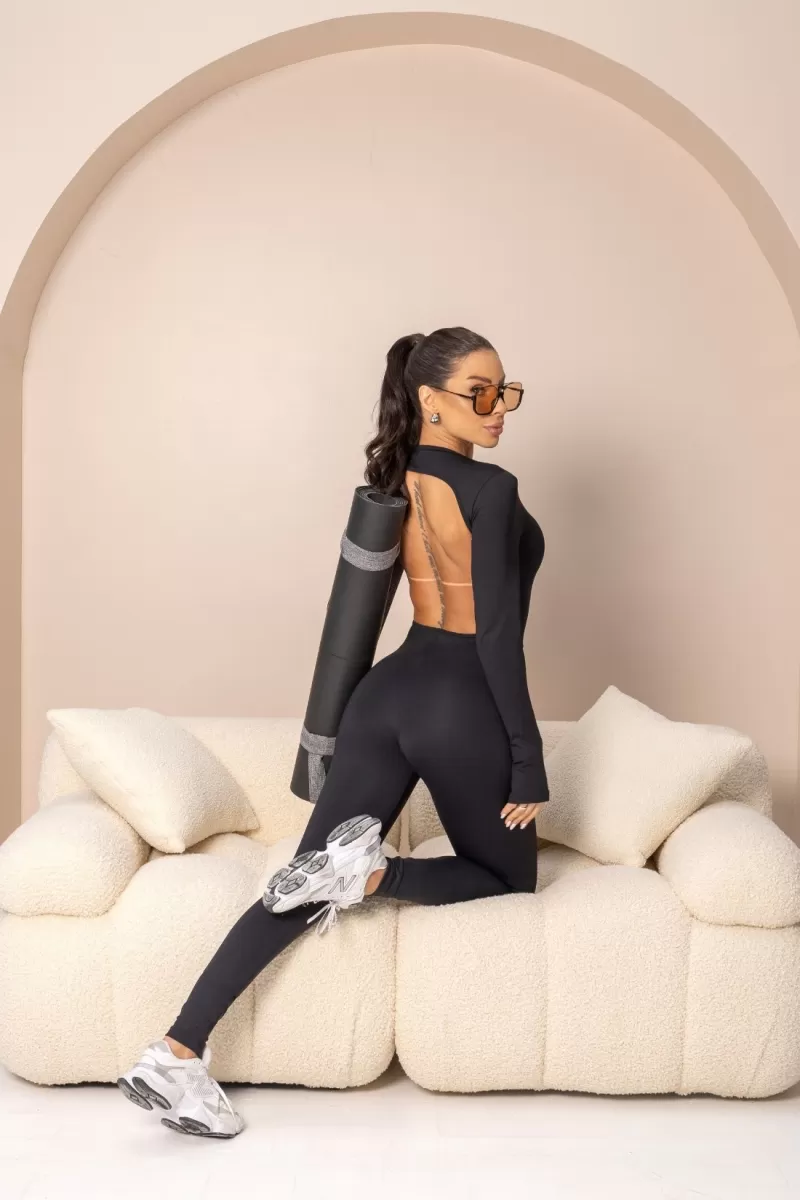 Hipkini - Balance Fitness Jumpsuit Black Long Sleeve - 33331142 Hipkini - Balance Fitness Jumpsuit Black Long Sleeve - 33331142