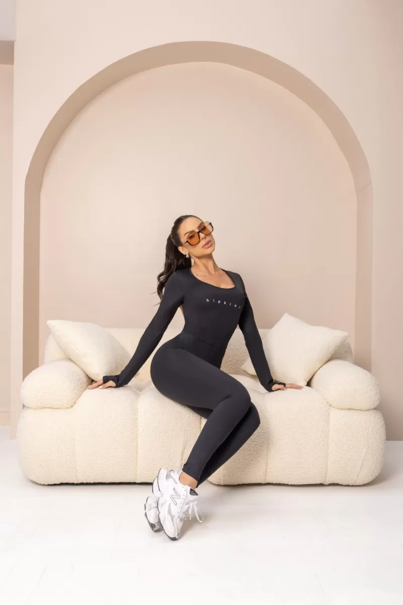 Hipkini - Balance Fitness Jumpsuit Black Long Sleeve - 33331142 Hipkini - Balance Fitness Jumpsuit Black Long Sleeve - 33331142