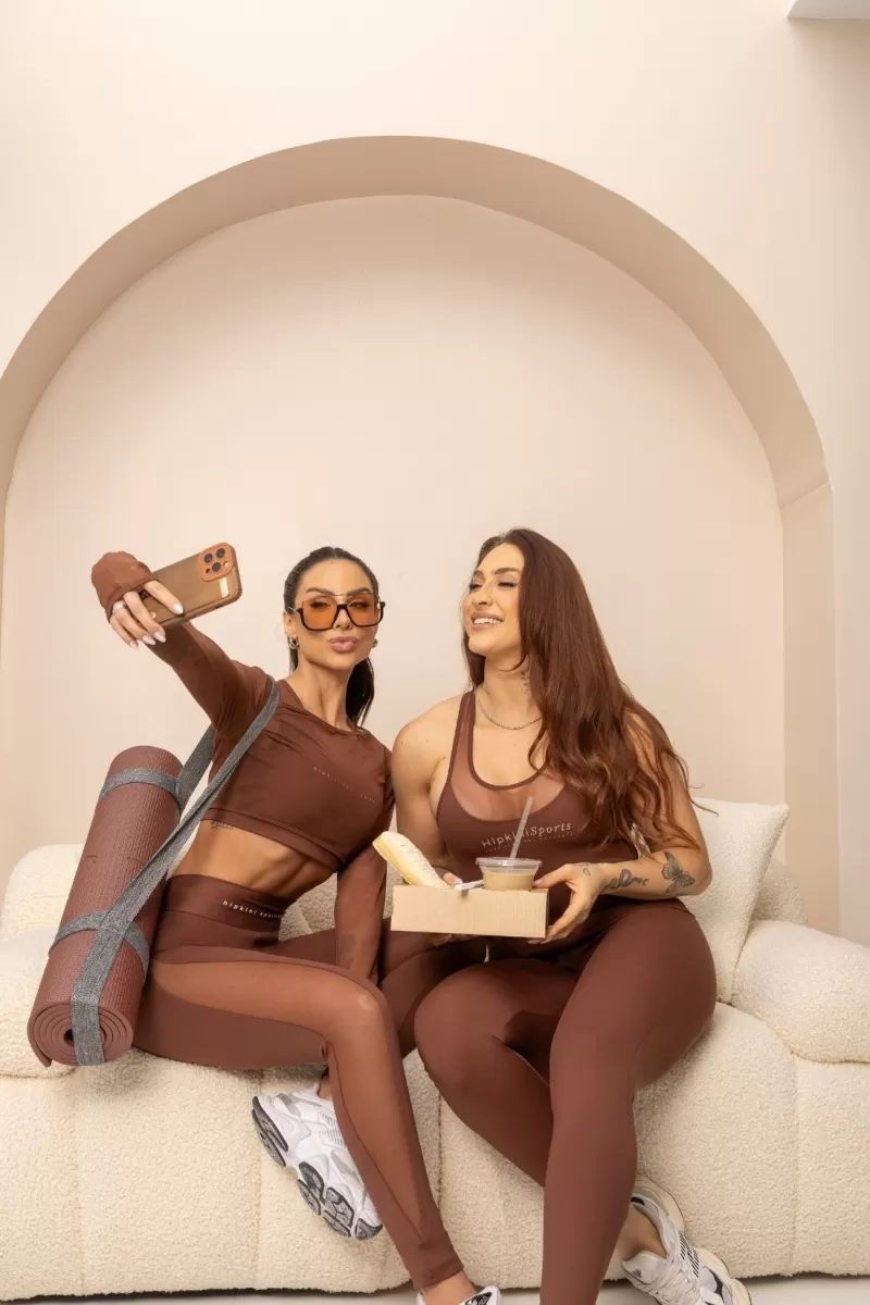 Hipkini - Balance Fitness Jumpsuit Brown With Tulle - 33331146 Hipkini - Balance Fitness Jumpsuit Brown With Tulle - 33331146