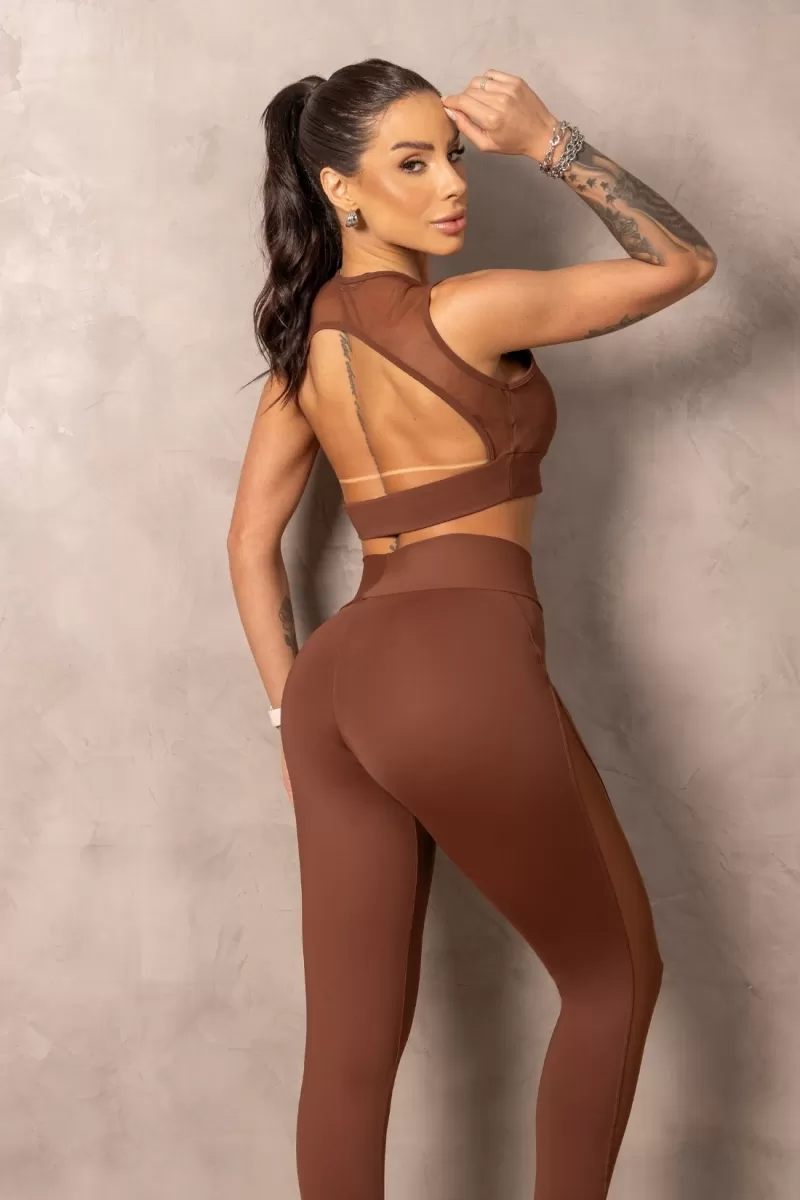 Hipkini - Brown Balance Fitness Top with tulle - 33331144 Hipkini - Brown Balance Fitness Top with tulle - 33331144