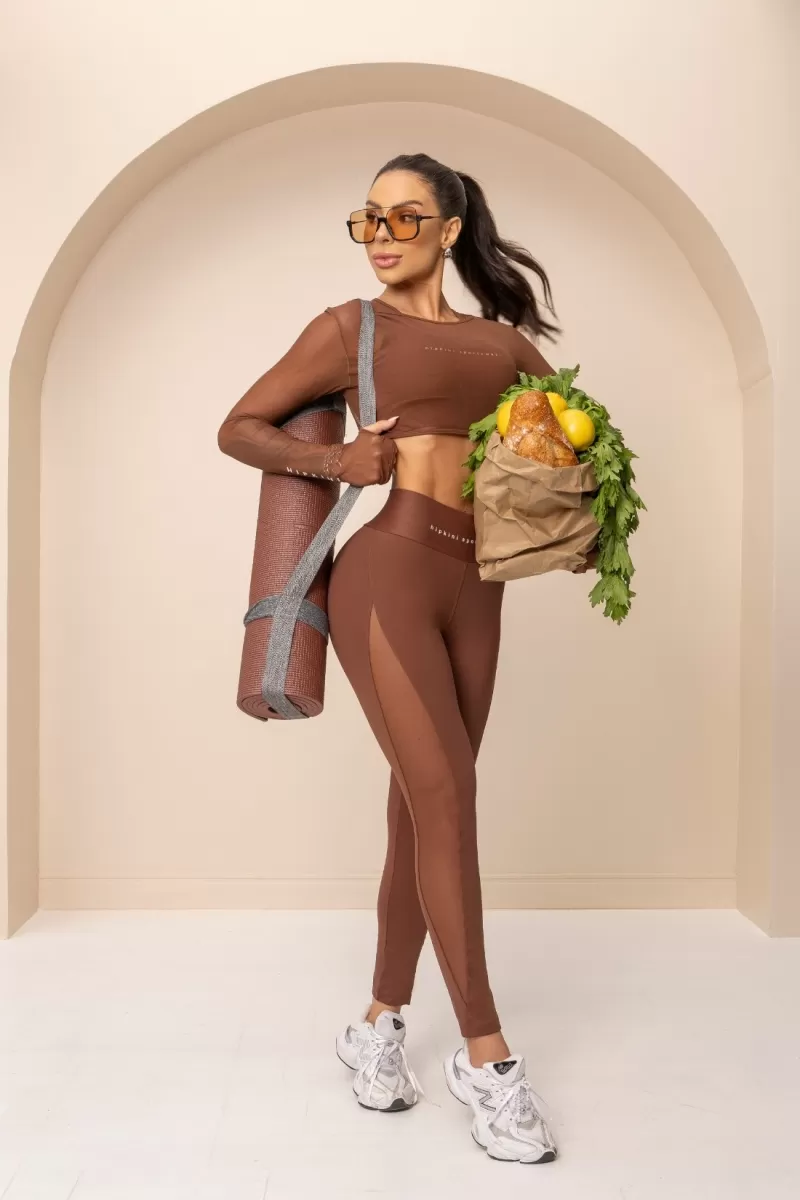 Hipkini - Brown Balance Fitness Top with tulle - 33331144 Hipkini - Brown Balance Fitness Top with tulle - 33331144