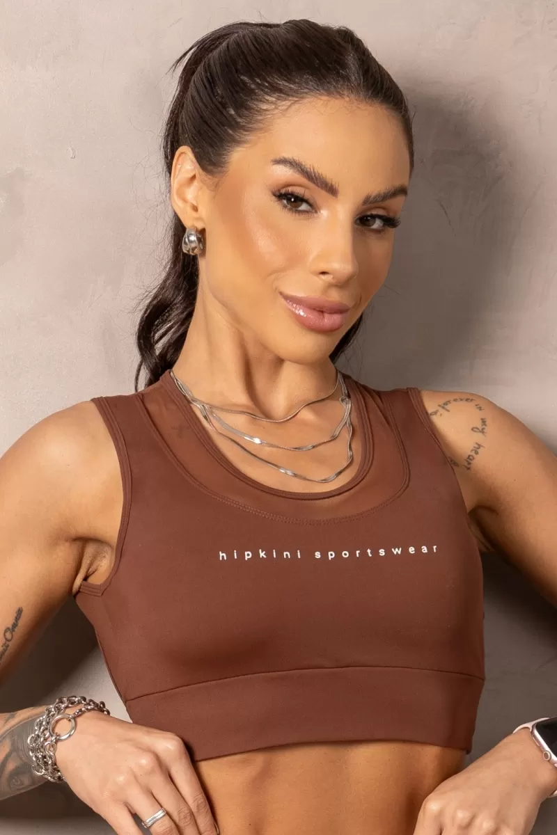 Hipkini - Brown Balance Fitness Top with tulle - 33331144