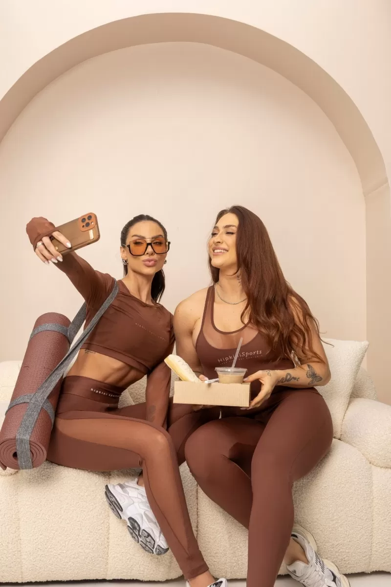 Hipkini - Brown Balance Fitness Top with tulle - 33331144 Hipkini - Brown Balance Fitness Top with tulle - 33331144