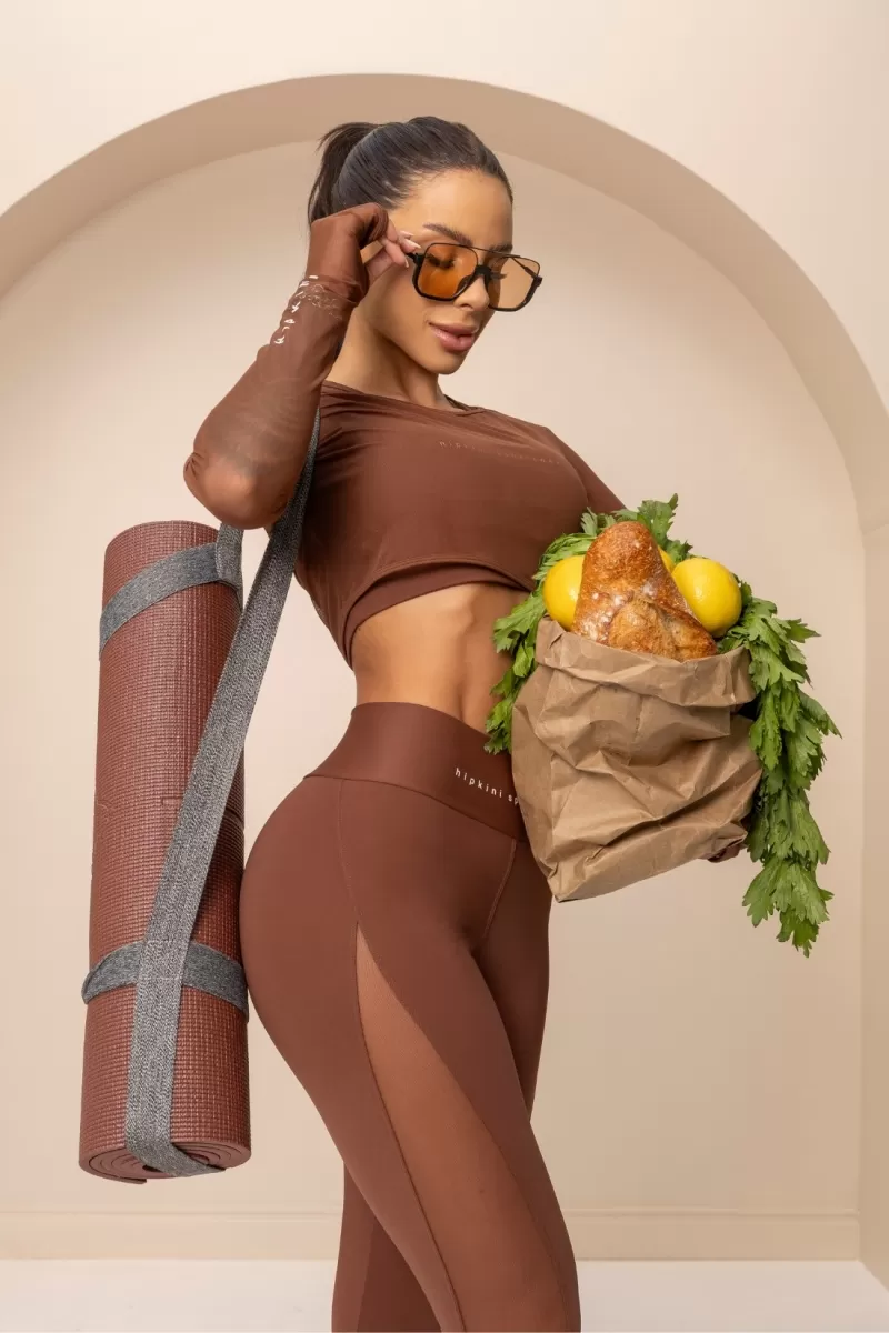 Hipkini - Brown Balance Fitness Top with tulle - 33331144 Hipkini - Brown Balance Fitness Top with tulle - 33331144