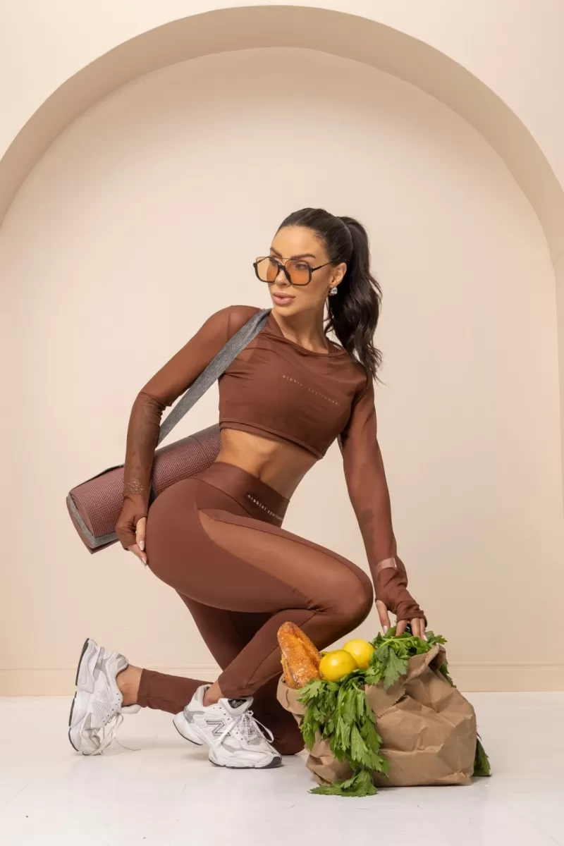 Hipkini - Brown Balance Fitness Top with tulle - 33331144 Hipkini - Brown Balance Fitness Top with tulle - 33331144