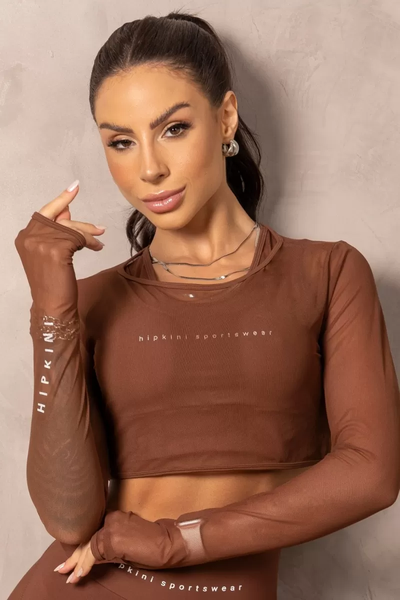 Hipkini - Fitness tulle shirt Balance Brown - 33331149