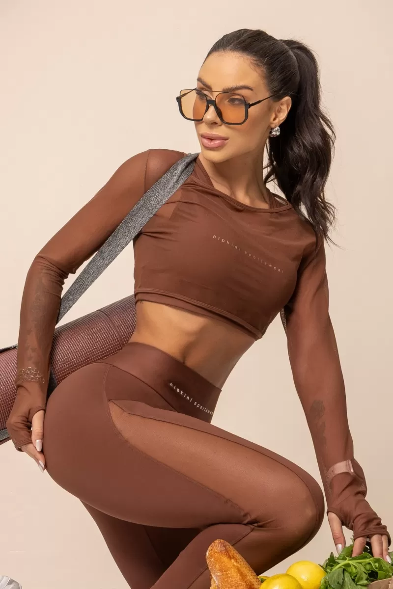 Hipkini - Fitness tulle shirt Balance Brown - 33331149