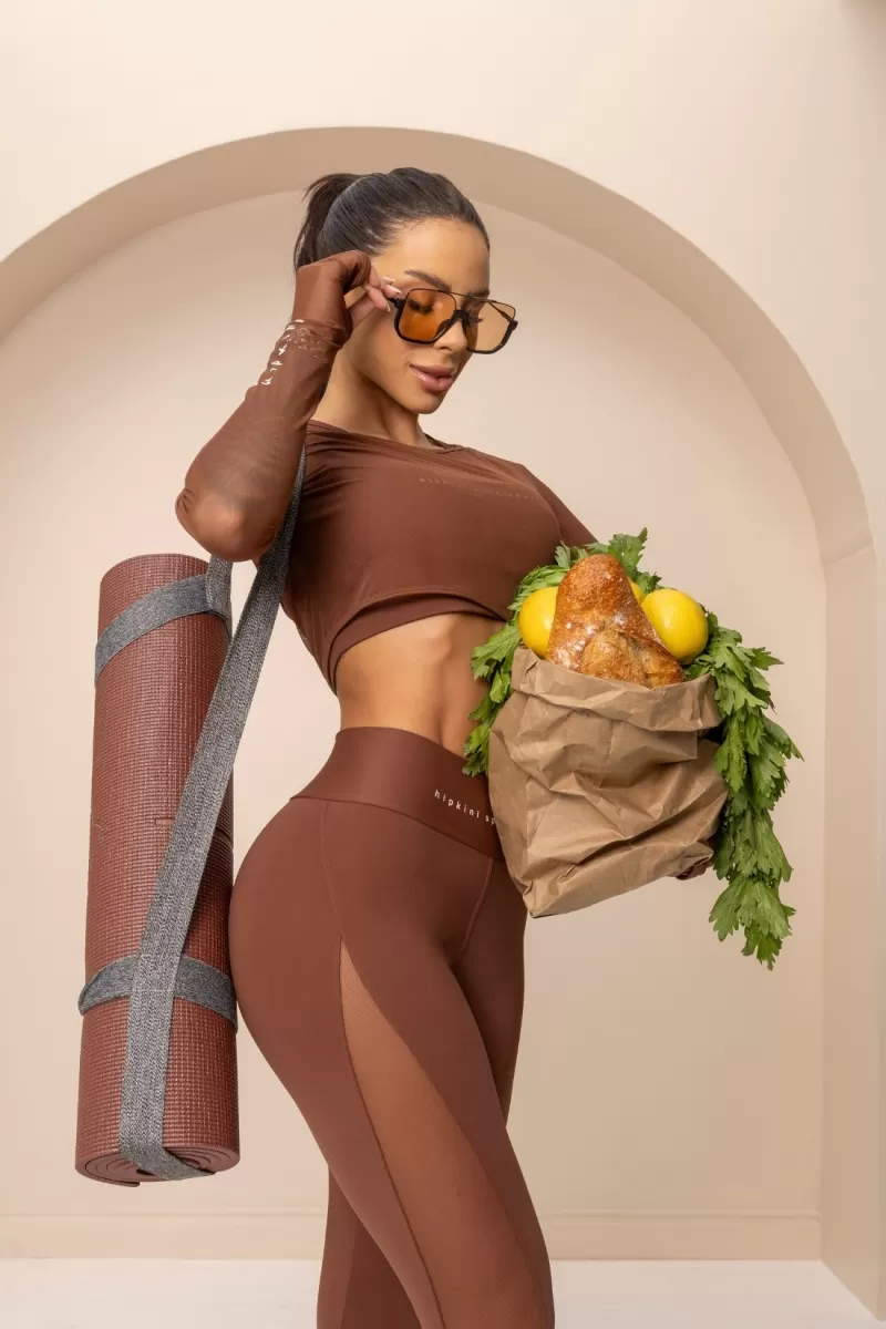 Hipkini - Fitness tulle shirt Balance Brown - 33331149