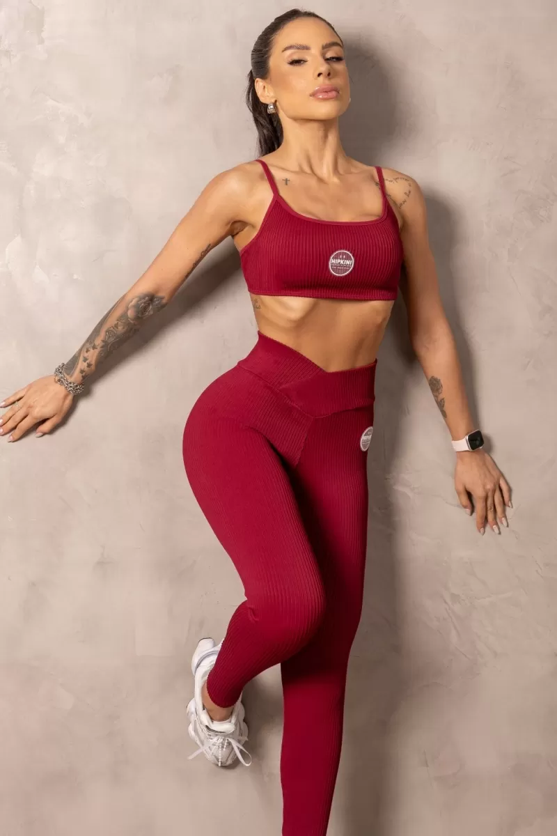 Hipkini - Fitness Balance Wine Leggings with Wrapped Waistband - 33331151