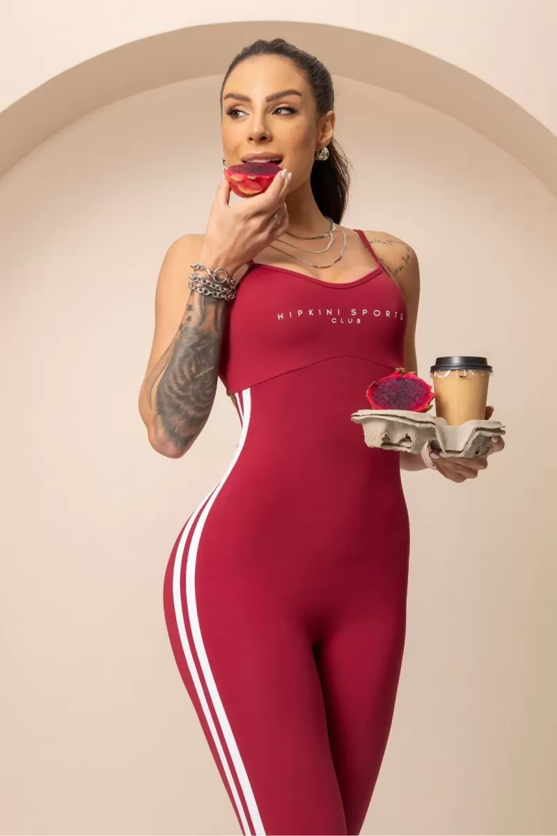Hipkini - Fitness Balance Wine Jumpsuit with silk - 33331153