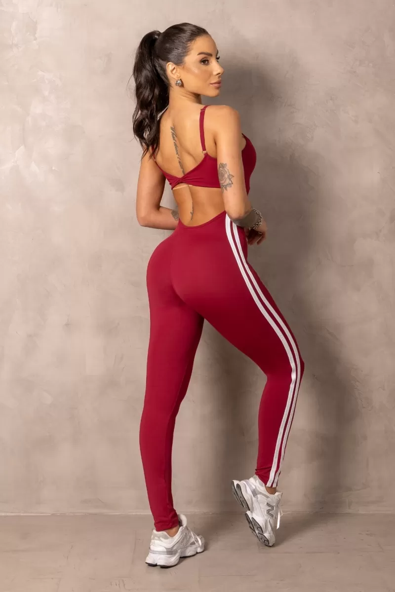 Hipkini - Fitness Balance Wine Jumpsuit with silk - 33331153