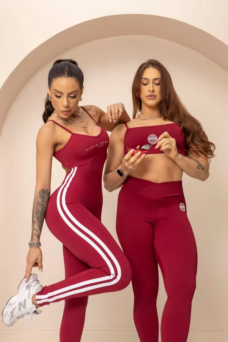 Hipkini - Fitness Balance Wine Jumpsuit with silk - 33331153