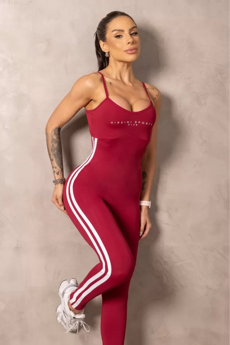 Hipkini - Fitness Balance Wine Jumpsuit with silk - 33331153