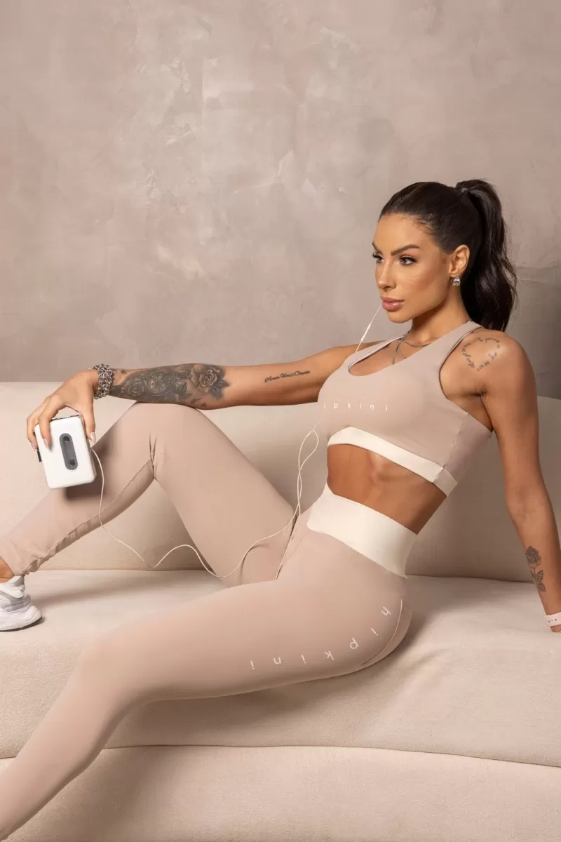Hipkini - Fitness Balance Beige Leggings with Crossover Waistband - 33331157 Hipkini - Fitness Balance Beige Leggings with Crossover Waistband - 33331157