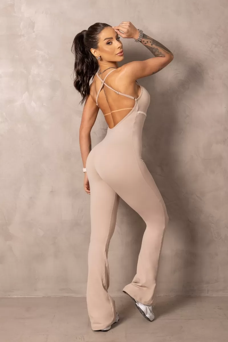 Hipkini - Fitness Jumpsuit Flare Balance Beige Thin Straps - 33331158 Hipkini - Fitness Jumpsuit Flare Balance Beige Thin Straps - 33331158