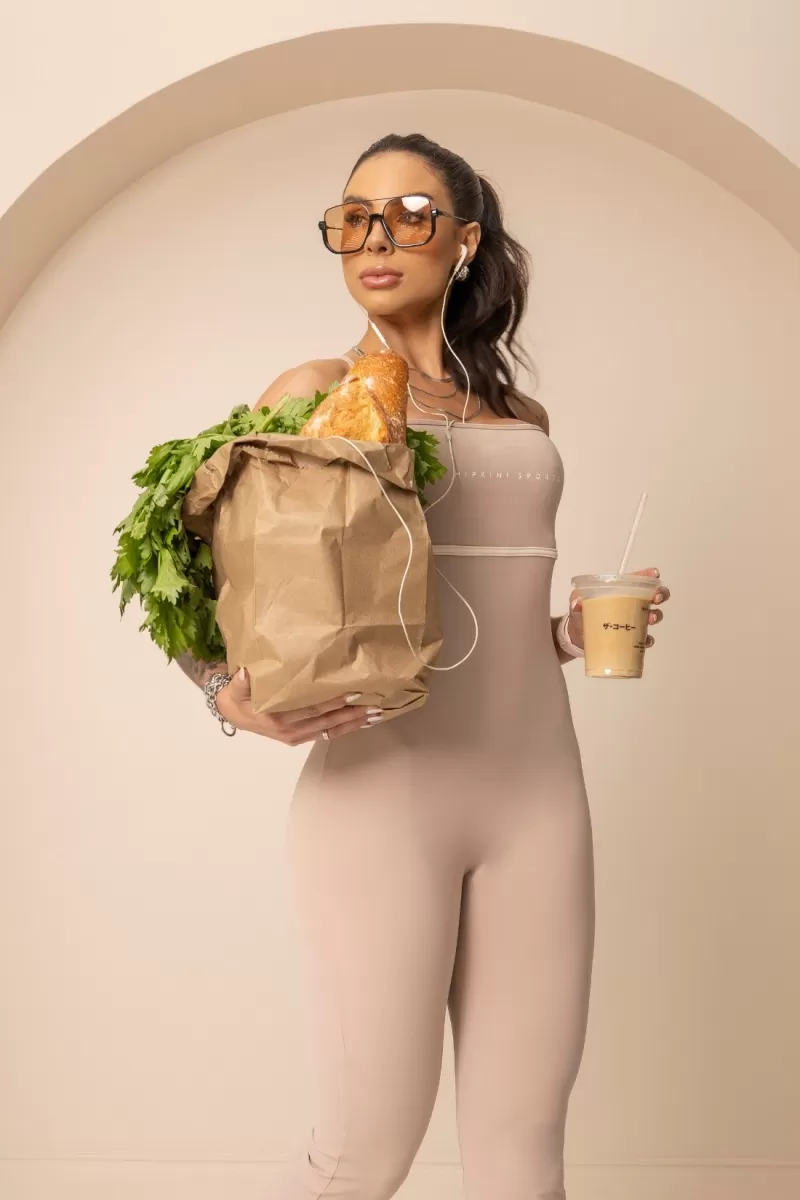 Hipkini - Fitness Jumpsuit Flare Balance Beige Thin Straps - 33331158 Hipkini - Fitness Jumpsuit Flare Balance Beige Thin Straps - 33331158