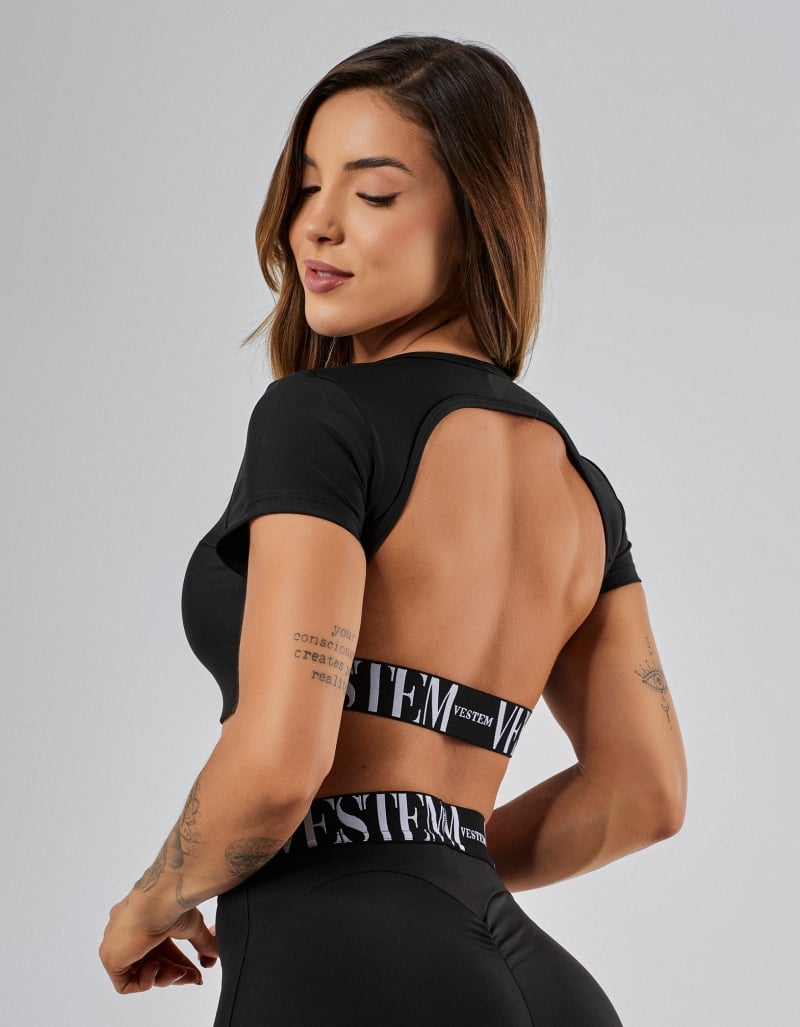 Vestem - Black Gym Short Sleeve Top - TOP1241.PE.C0002 Vestem - Black Gym Short Sleeve Top - TOP1241.PE.C0002