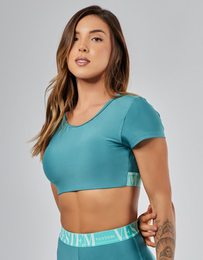 Vestem - Pavao Green Gym Short Sleeve Top - TOP1241.PE.C0553 Vestem - Pavao Green Gym Short Sleeve Top - TOP1241.PE.C0553