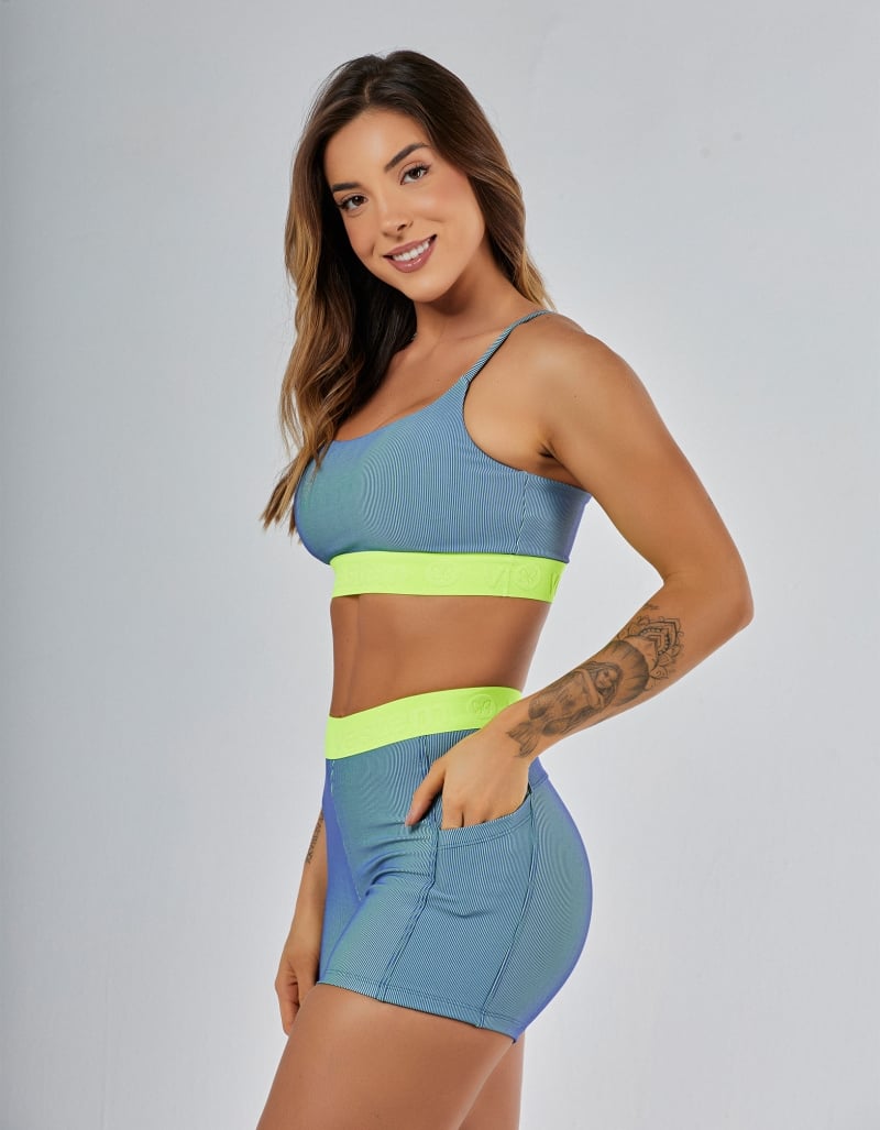 Vestem - Navy and Mint Custom Shorts and Elastic Top Set - CJ228.PE.C0459 Vestem - Navy and Mint Custom Shorts and Elastic Top Set - CJ228.PE.C0459