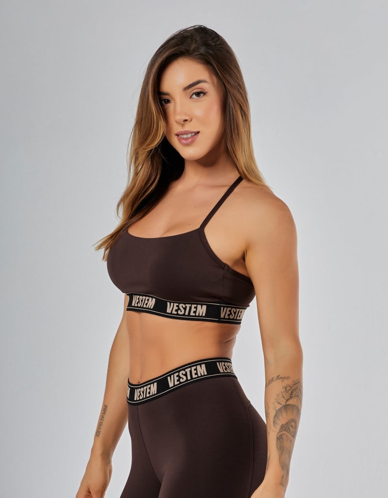 Vestem - Bliss Medium Support Thin Strap Top Coffee Brown - TOP1227.PE.C0601