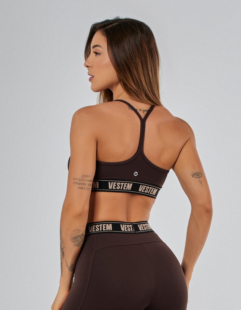 Vestem - Bliss Medium Support Thin Strap Top Coffee Brown - TOP1227.PE.C0601 Vestem - Bliss Medium Support Thin Strap Top Coffee Brown - TOP1227.PE.C0601