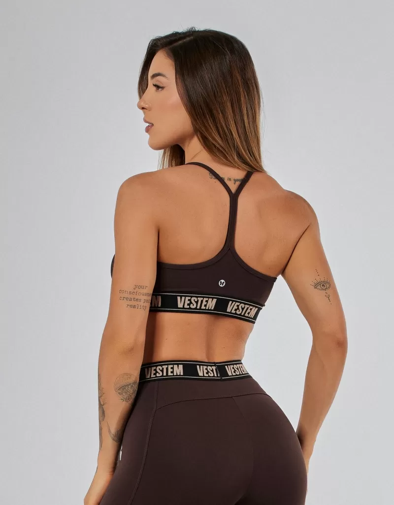 Vestem - Bliss Medium Support Thin Strap Top Coffee Brown - TOP1227.PE.C0601