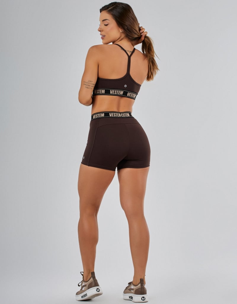 Vestem - Coffee Brown Zirconia Shorts - SH491.PE.C0601 Vestem - Coffee Brown Zirconia Shorts - SH491.PE.C0601