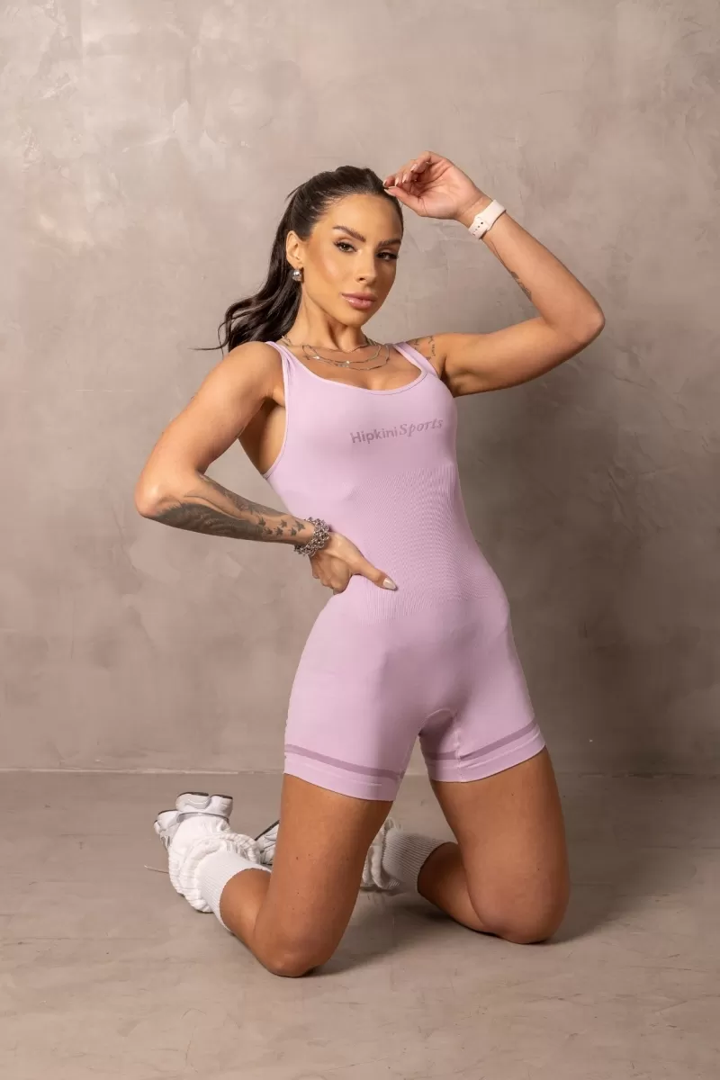 Hipkini - Seamless Balance Fitness Romper Lilac - 33331342