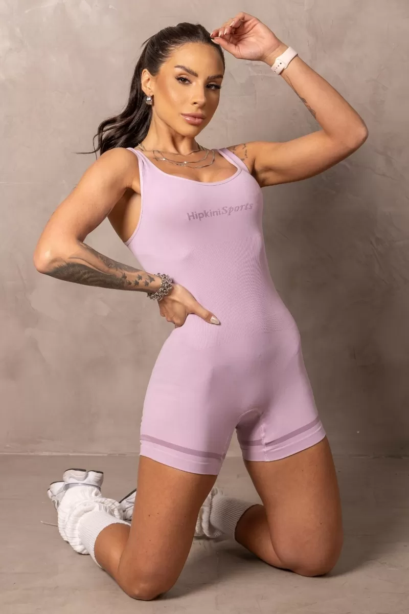 Hipkini - Seamless Balance Fitness Romper Lilac - 33331342