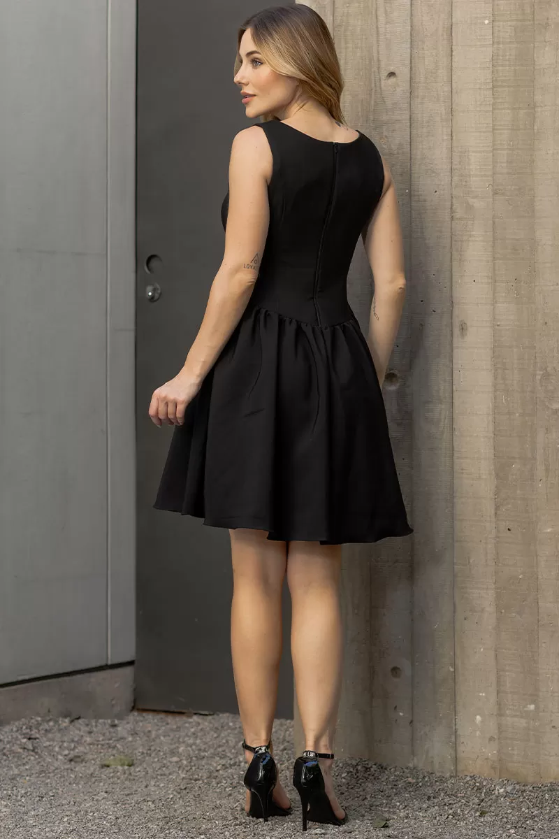 Miss Misses - Filipa Dress with Pleats and Zipper in Black - 54581001 Miss Misses - Filipa Dress with Pleats and Zipper in Black - 54581001