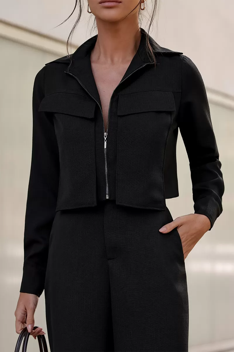 Dot Clothing - Set Dot Clothing Pants Shirt Zipper Black - 2755PRETO Dot Clothing - Set Dot Clothing Pants Shirt Zipper Black - 2755PRETO