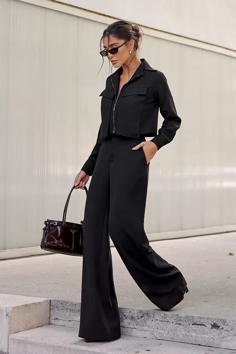 Dot Clothing - Set Dot Clothing Pants Shirt Zipper Black - 2755PRETO Dot Clothing - Set Dot Clothing Pants Shirt Zipper Black - 2755PRETO