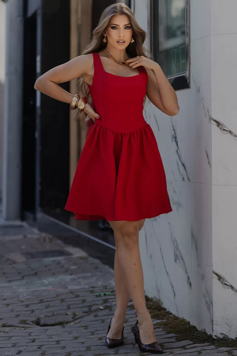 Miss Misses - Filipa Dress with Pleats and Red Zipper - 54581024 Miss Misses - Filipa Dress with Pleats and Red Zipper - 54581024
