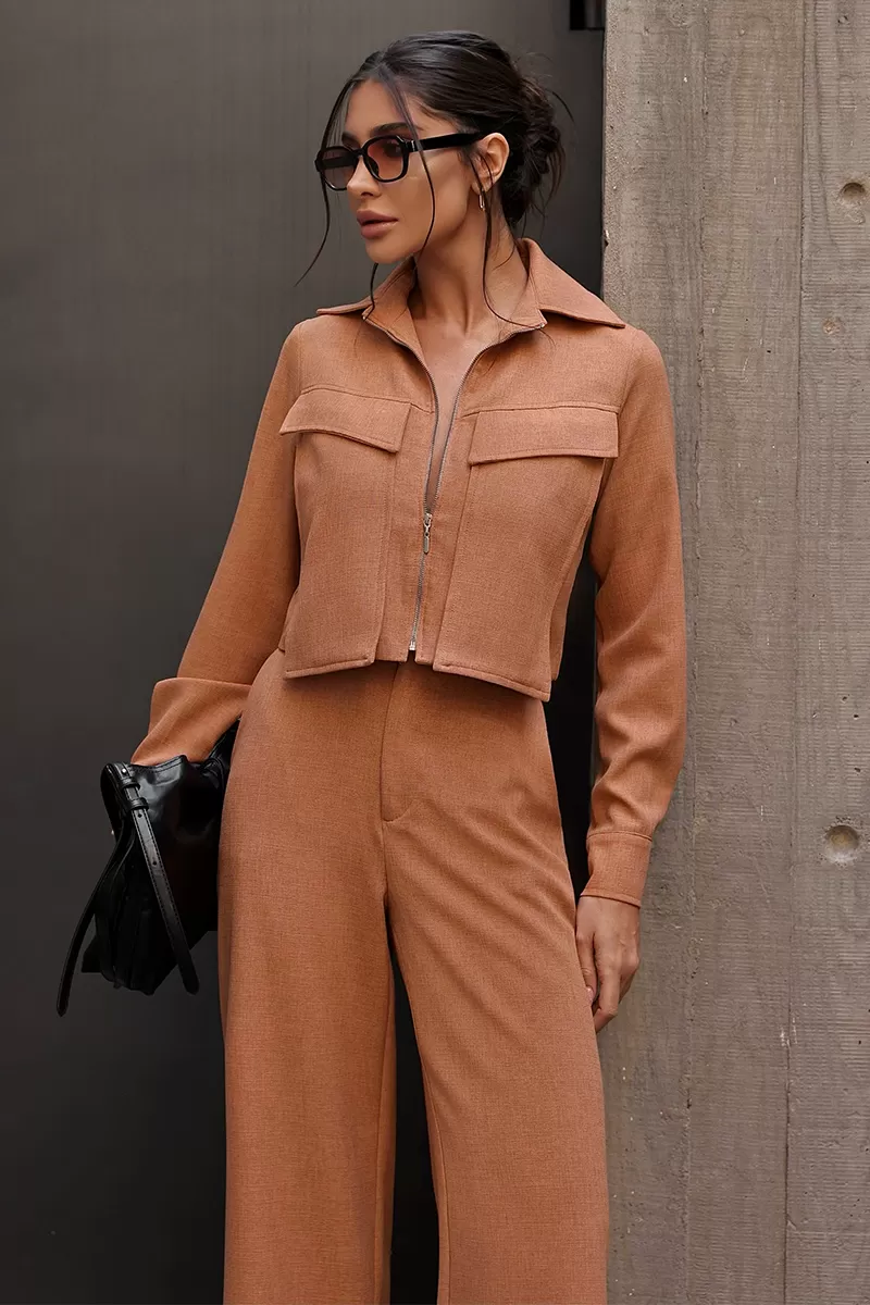 Dot Clothing - Set Dot Clothing Pantalona Shirt Zipper Camel - 2755CAMEL Dot Clothing - Set Dot Clothing Pantalona Shirt Zipper Camel - 2755CAMEL