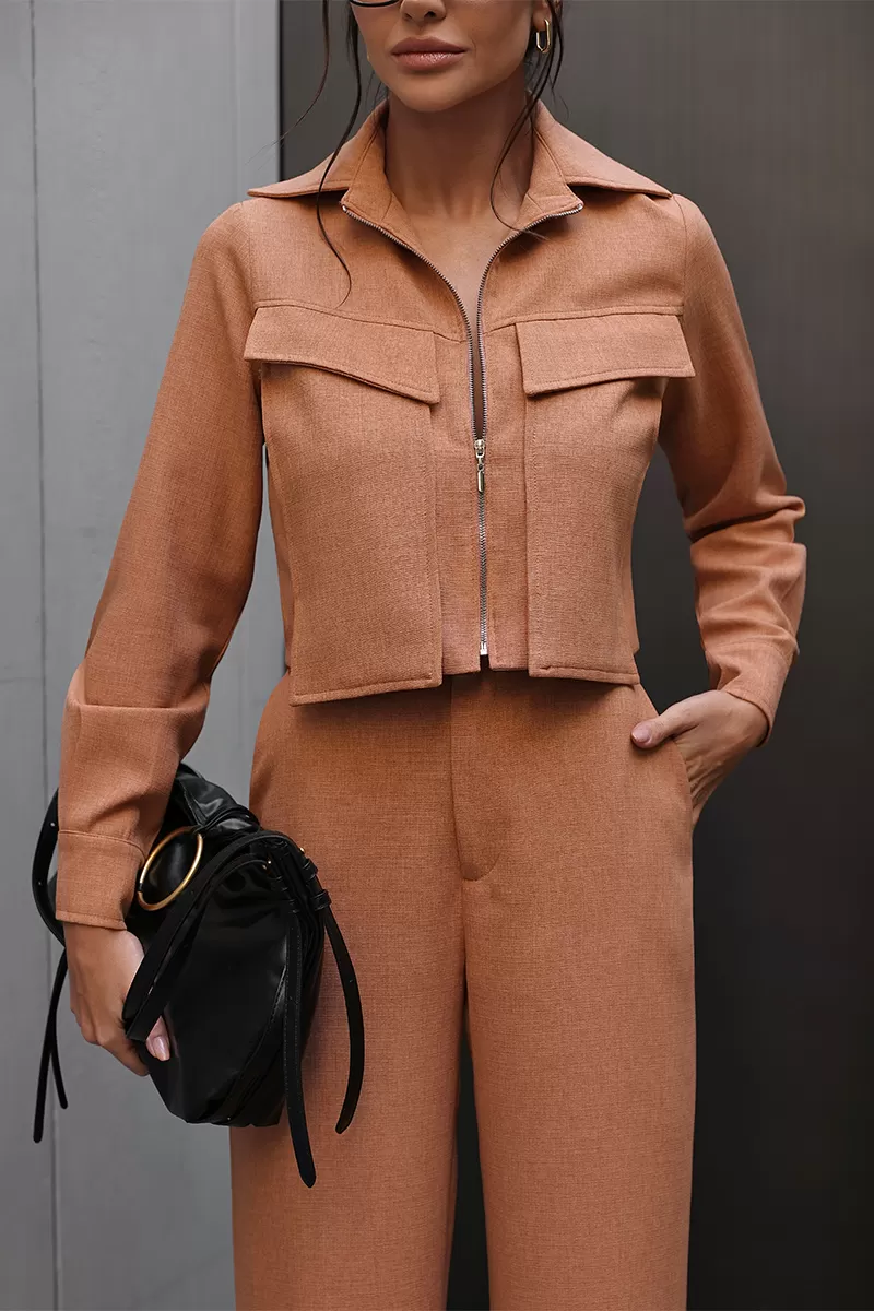 Dot Clothing - Set Dot Clothing Pantalona Shirt Zipper Camel - 2755CAMEL Dot Clothing - Set Dot Clothing Pantalona Shirt Zipper Camel - 2755CAMEL