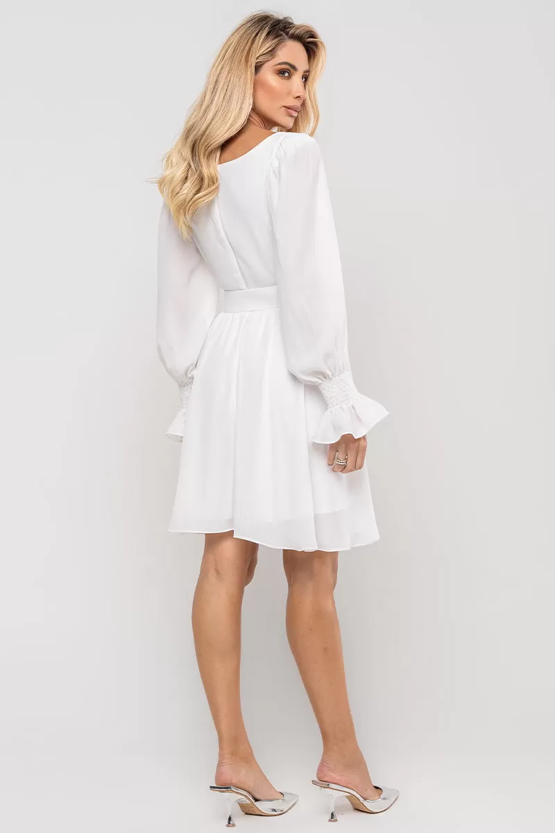 Miss Misses - Hortensia Short Crepe Long Sleeve Dress with Off White Stripe - 54570030 Miss Misses - Hortensia Short Crepe Long Sleeve Dress with Off White Stripe - 54570030