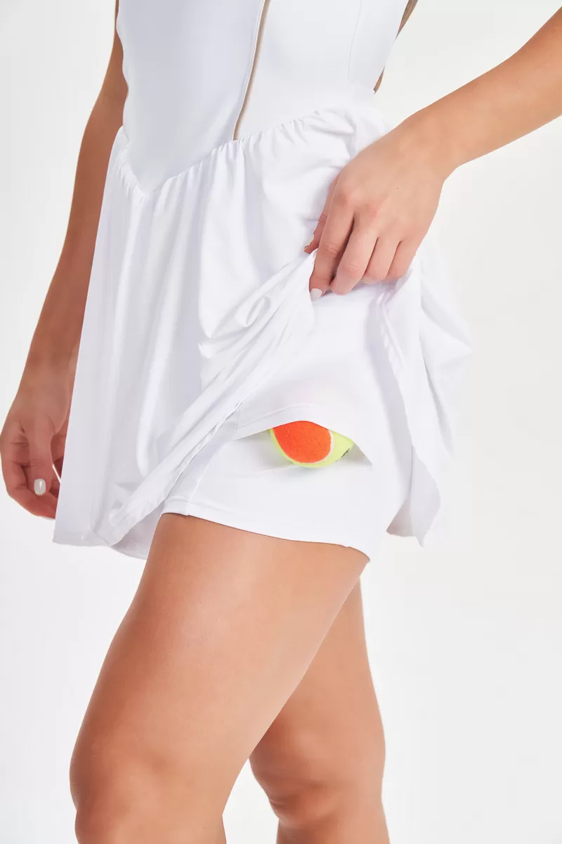 Lets Gym - White Drop Shot Dress - 2687BR Lets Gym - White Drop Shot Dress - 2687BR